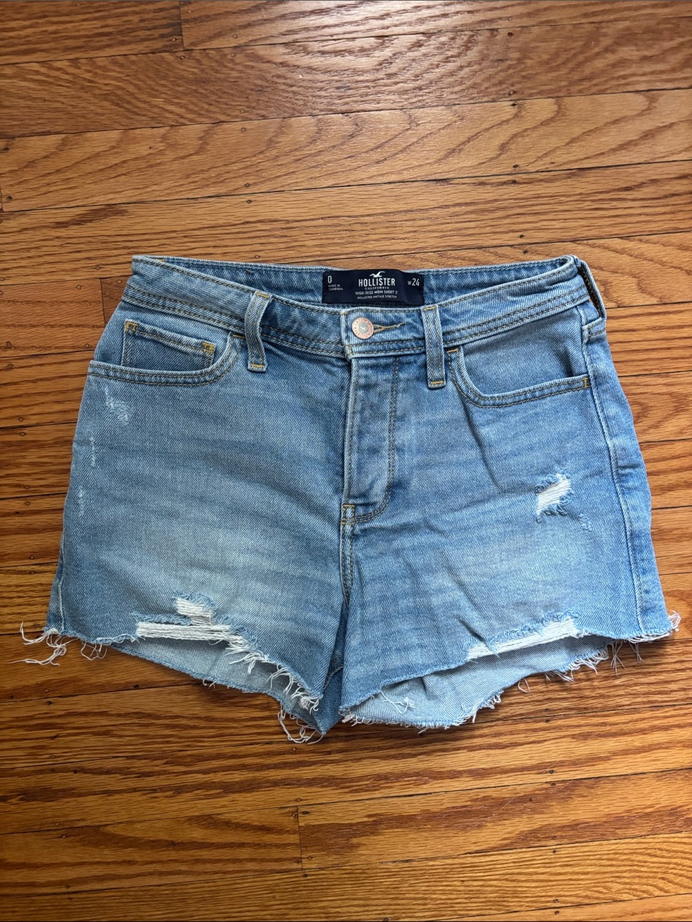 Hollister Light Wash Distressed Denim Shorts